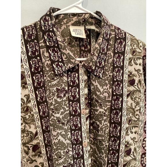 Allison Daley Womens Button Up Shirt Plus Size 18 Tunic Purple Paisley Boho Work - Picture 10 of 11